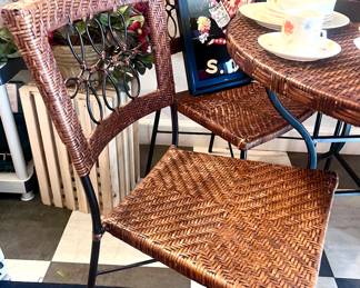 Basket weaved table and chairs
