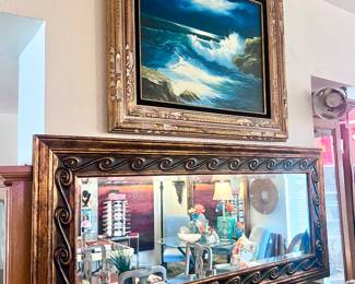 Ocean artwork and beautiful hallway mirror