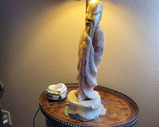 Carved alabaster lamp