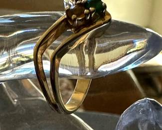 14K GOLD Ring with Citrine, Emerald and Sapphire