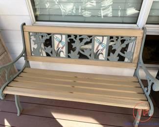 Cast Iron Framed Bench with Stained Glass Inserts