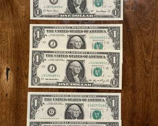 Pairs of MINT Sequential $1 Dollar Bills