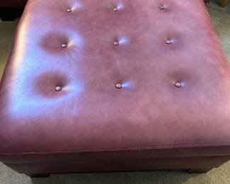 Custom Leather Corner Loveseat with Matching Ottoman