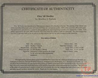 Signed Limited Edition Lithograph “Five ‘til Twelve” by BRADLEY PARRISH