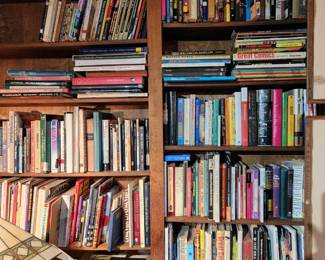More books than you can imagine....this is a 1/8th of the books. All types-Classics, Shakespeare, Comic Books, Kids Books, Novels, Coffee Table, Art, Garden, Cookbooks, Philosophy,  Metaphysics, Travel.  Health, Collectibles, Drama, Theater, Movies, etc. 