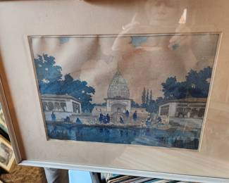 Charles W. Bartlett - Woodblock Print  - signed