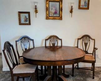 1890's Antique Dining Table w/ 4 Chairs and extra leaf - 42" wide x 50" long x 28.5" tall - $425.