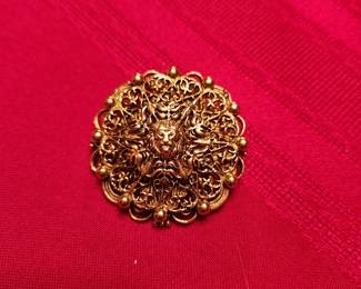 Coco Chanel Lion Pin - signed 