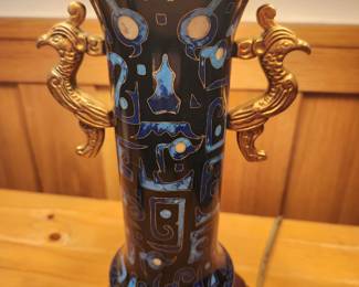 Chinese Cloisonne Vase made into a Lamp. 