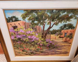 Original Oil by New Mexico Artist Joan Gibbons - 'Lilac Garden'.
