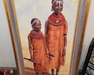 Original Oil by Lindsay Scott, Zimbabwe Artist. Highly listed artist. 'Samburu Girls'