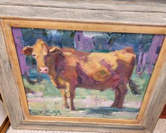 Original Oil by Scott Switzer 'Profile of a Cow'. 