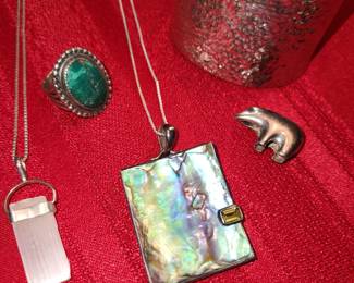 Sterling Silver/925 Silver items. Necklace in the middle signed by artist Marta Howell. 