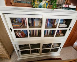 Large  Crate and Barrel Bookcase/Gallery Piece - Sliding Glass Doors. Good for Books or Collectibles, your choice!