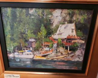 Highly listed and noted Artist Xinogang Zhu - Original Oil 'High Bank'. 