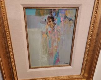 Oil by Manuel Lopez Cia - 'Pow-Wow Girls'. 