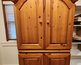 Knotty Pine Armoire Cabinet
