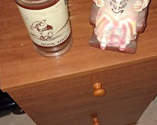 Assortment of Collectables; Two Drawer Wood Laminate File Cabinet