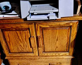 Oak Cabinet with Bottom Drawer -- great as a printer stand; Large Printer.