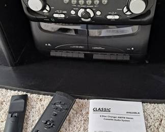 Classic Home Audio System with 6 CD Changer, AM/FM, Cassette Player, Manual & Remote.