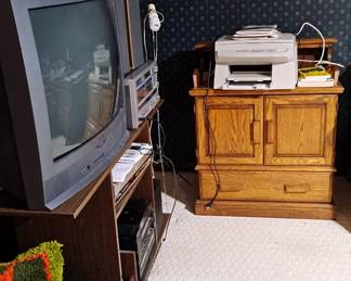 Oak Cabinet with Bottom Drawer -- great as a printer stand; Large Printer; Box TV; Media Stand and so much more!