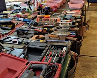 Nice assortment of boxed and loose handtools, both large and small.