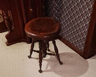 Piano or Organ Stool with Glass Ball Claw Feet