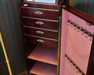 Jewelry Armoire with Internal Drawers and Storage