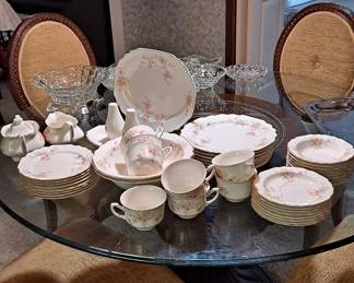 "Lido" pattern by George S. White dinnerware and assorted cut and patterned glass serving dishes