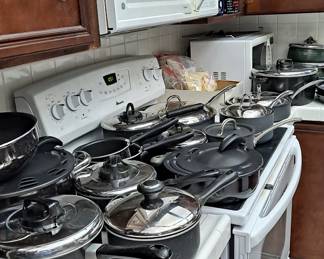 Loads of Cookware pans in several styles.