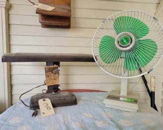 #1950 • Vintage Desk Lamp and Table Fan
