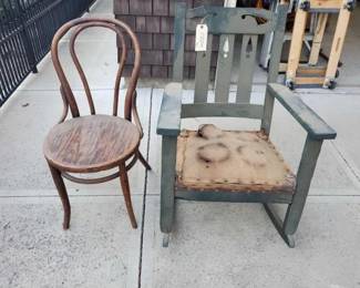 #5224 • Vintage Wooden Chair and Rocking Chair
