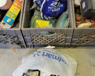 #5062 • Tote Of (7)Tie-It Super, (3) Multi Position Ear Muffs, & Retro Telephone Outlet Fittings
