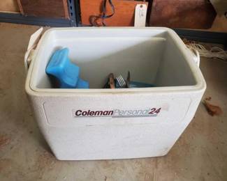 #5154 • Coleman Ice Chest Full of Spoons Forks & Knifes
