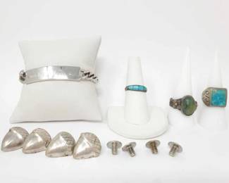 #504 • .925 (3) Rings, (2) Sets of Cufflinks and Bracelet, 72g
