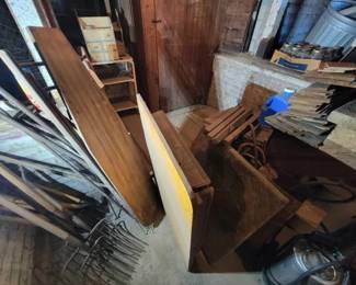 #10022 • Wooden Ironing Board, Sliding Table, & Decorative Table Top
