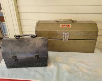 #1944 • Metal Tool Box and Vintage Lunch Box
