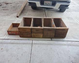 #5216 • 5 Vintage Fruit Crates
