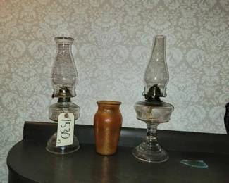 #1530 • Vintage Kerosene Lamps and Vase

