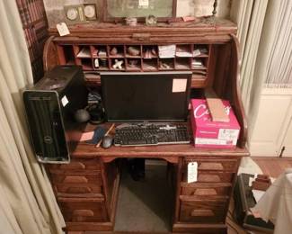 #1480 • Wooden Roll Top Desk
