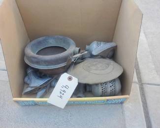 #4924 • Vintage Hose Nozzles, Canteen, and Strainer
