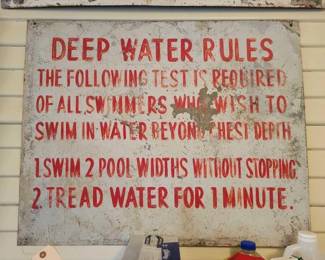 #1906 • Metal Deep Water Rule Sign
