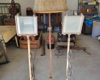 #5200 • 2 Vintage Flood Lights and 1 Vintage Lamp
