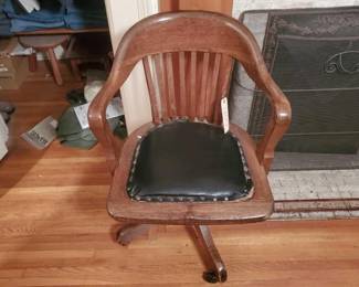 #1604 • Rolling Wooden Office Chair
