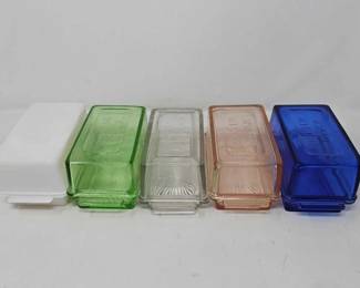#1112 • 5 Butter Dishes Marked "Butter Cover"
