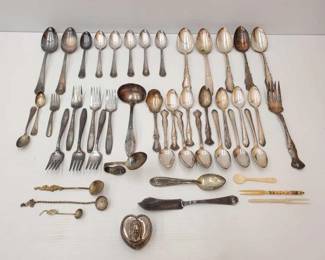 #536 • Silver Plated Spoons and Forks and Jewlery Box

