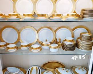 Rosenthal set of white and gold dishes. 83 pieces. $800