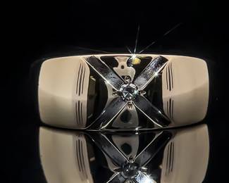 Wide Diamond Accent "X" Tapered Ring in Brightly Polished 14k Yellow Gold; $1,250 Retail