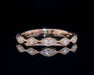 Diamond Marquise Milgrain Stack Ring in 14k Rose Gold; $950 Retail