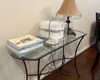 Glass table and lamp